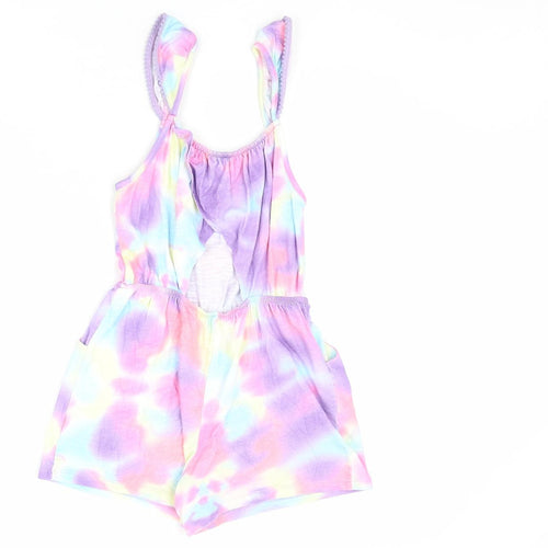 NEXT Girls Multicoloured Tie Dye 100% Cotton Playsuit One-Piece Size 8 Years L3 in Pullover