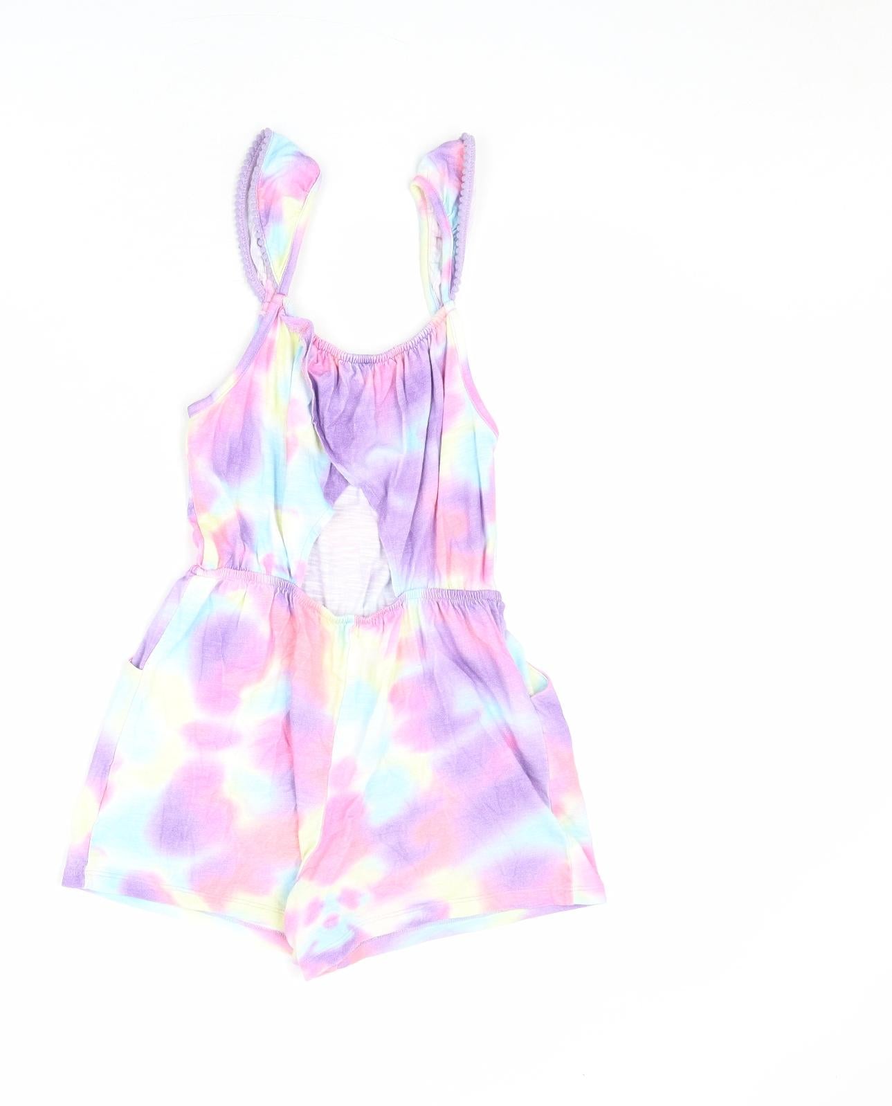 NEXT Girls Multicoloured Tie Dye 100% Cotton Playsuit One-Piece Size 8 Years L3 in Pullover
