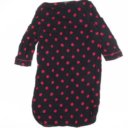 NEXT Womens Black Polka Dot Viscose Shift Size 12 Round Neck Pullover