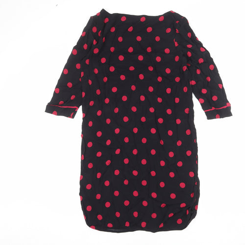 NEXT Womens Black Polka Dot Viscose Shift Size 12 Round Neck Pullover
