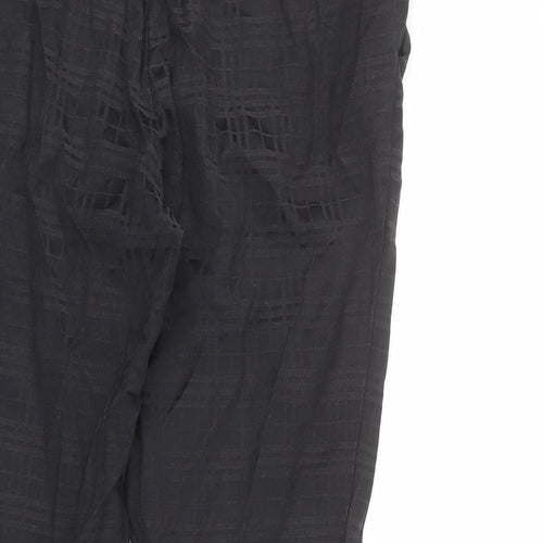 NEXT Womens Black Plaid Cotton Chino Trousers Size 14 L23 in Regular Zip