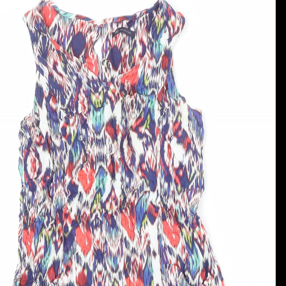 Marks and Spencer Womens Multicoloured Geometric Viscose A-Line Size 14 Round Neck Pullover