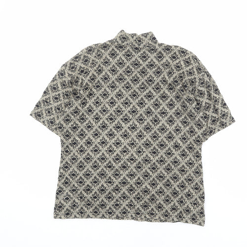 Wallis Womens Gold Geometric Viscose Basic Blouse Size 16 Mock Neck