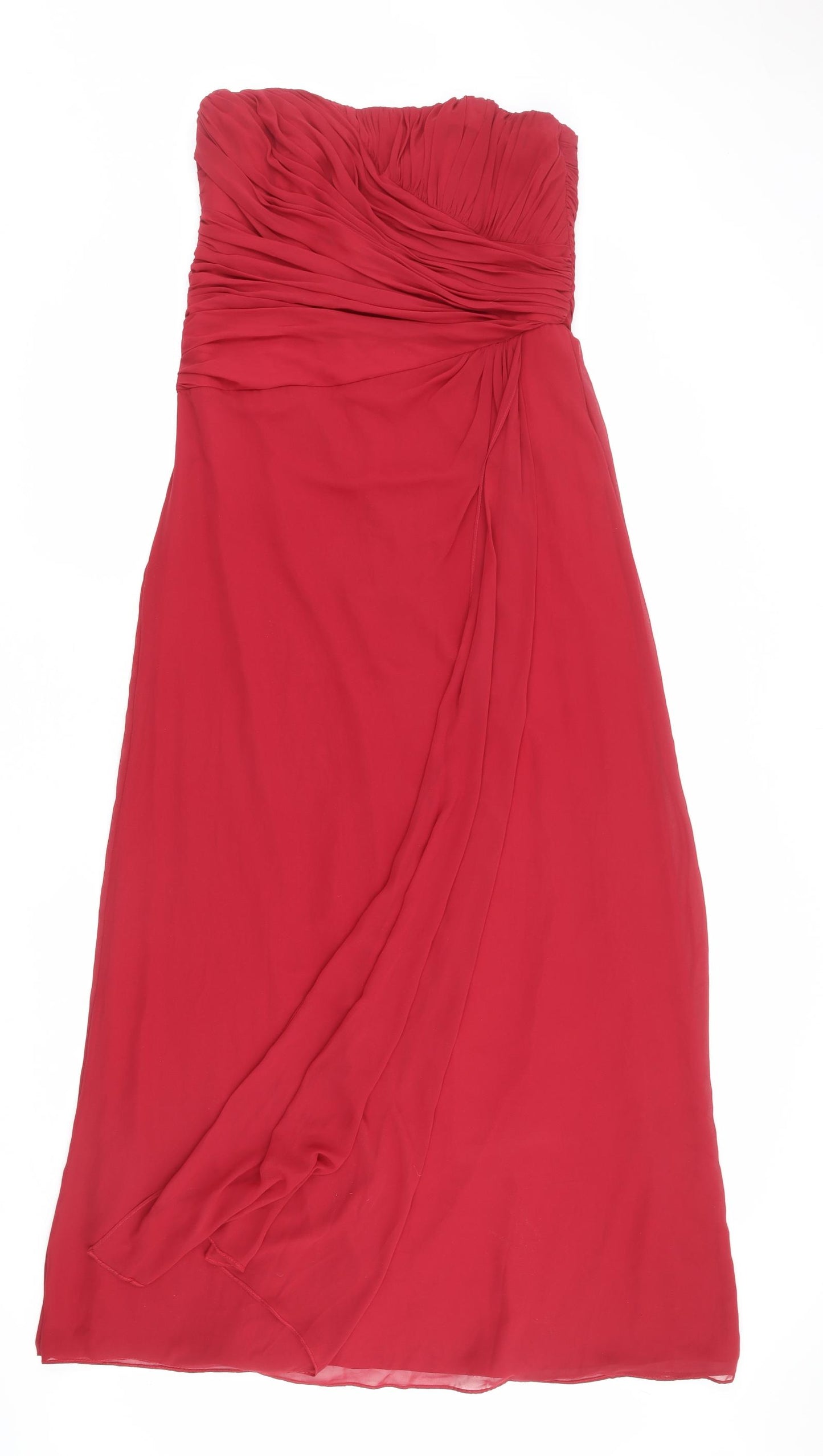 Debenhams Womens Red Polyester A-Line Size 12 Off the Shoulder Zip