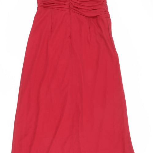 Debenhams Womens Red Polyester A-Line Size 12 Off the Shoulder Zip