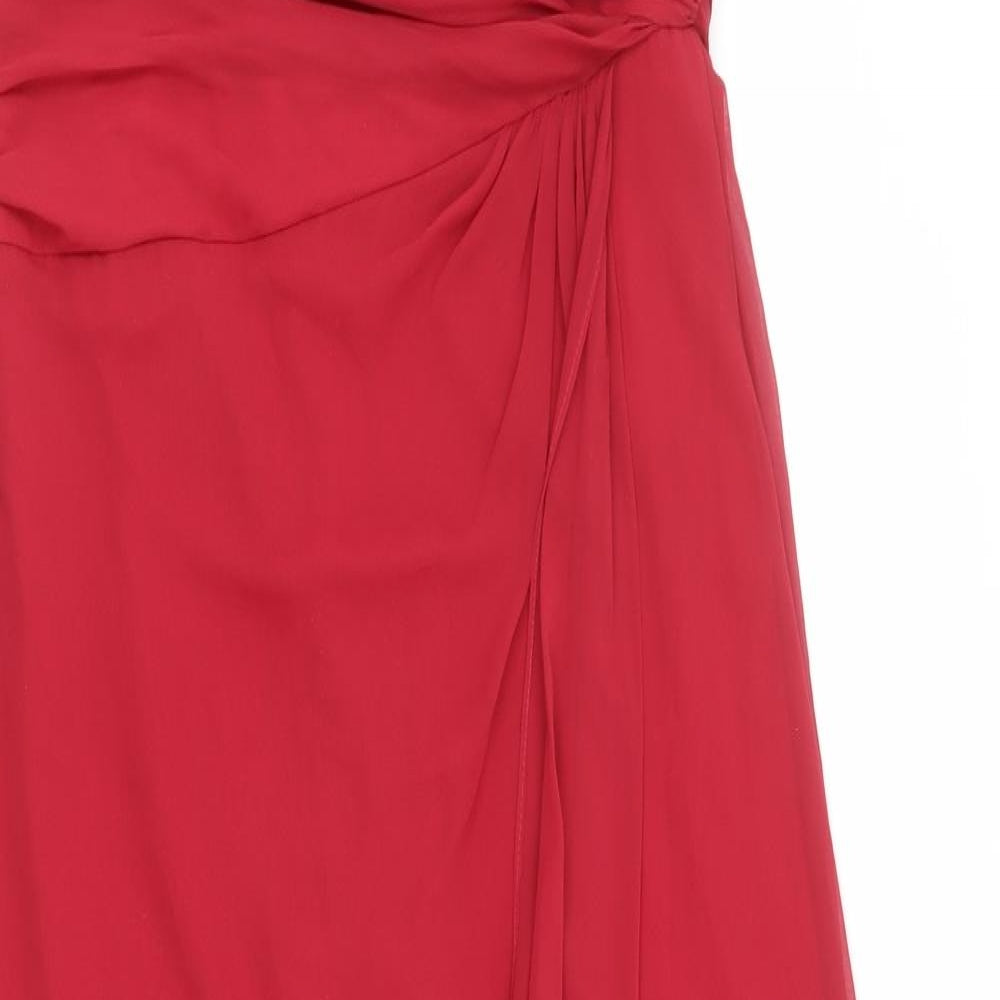 Debenhams Womens Red Polyester A-Line Size 12 Off the Shoulder Zip