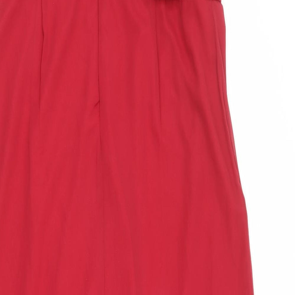 Debenhams Womens Red Polyester A-Line Size 12 Off the Shoulder Zip