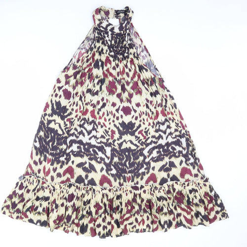 Karen Millen Womens Multicoloured Geometric Viscose A-Line Size 10 Halter Button