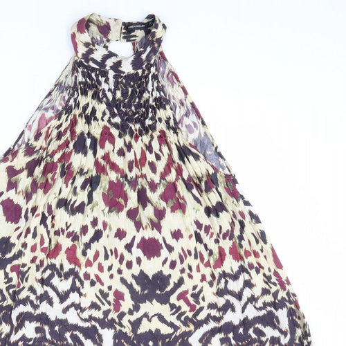 Karen Millen Womens Multicoloured Geometric Viscose A-Line Size 10 Halter Button