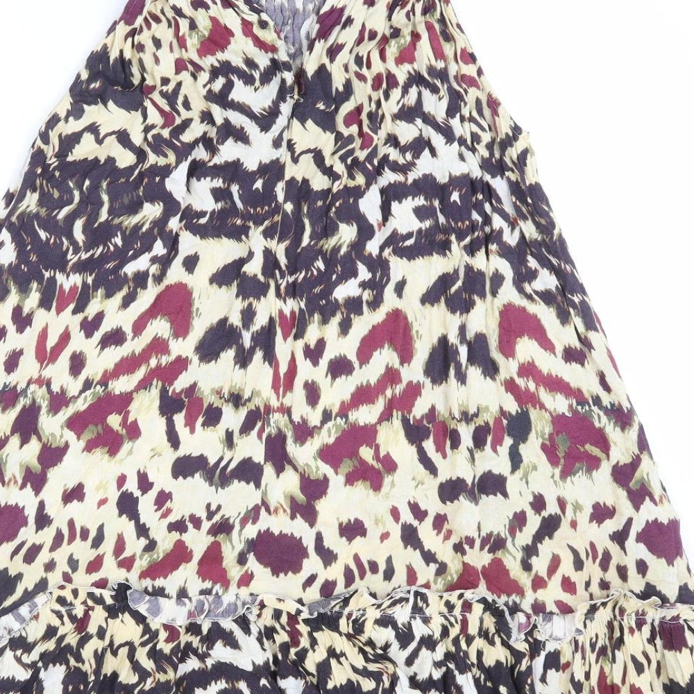 Karen Millen Womens Multicoloured Geometric Viscose A-Line Size 10 Halter Button