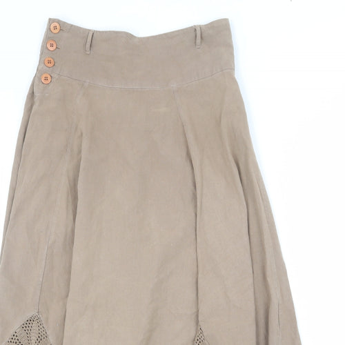 JO THIRTY Womens Beige Cotton Swing Skirt Size 10 Button