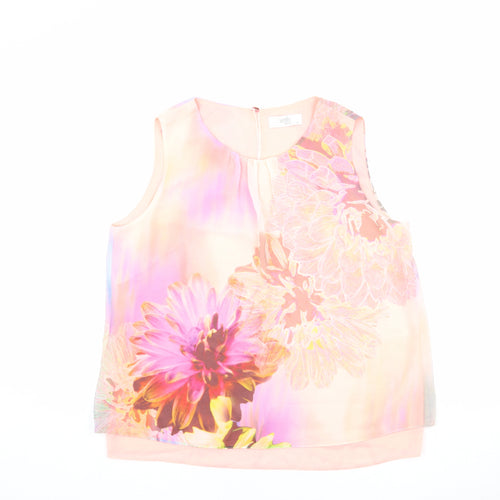 Wallis Womens Multicoloured Floral Polyester Basic Blouse Size 14 Round Neck - Layered
