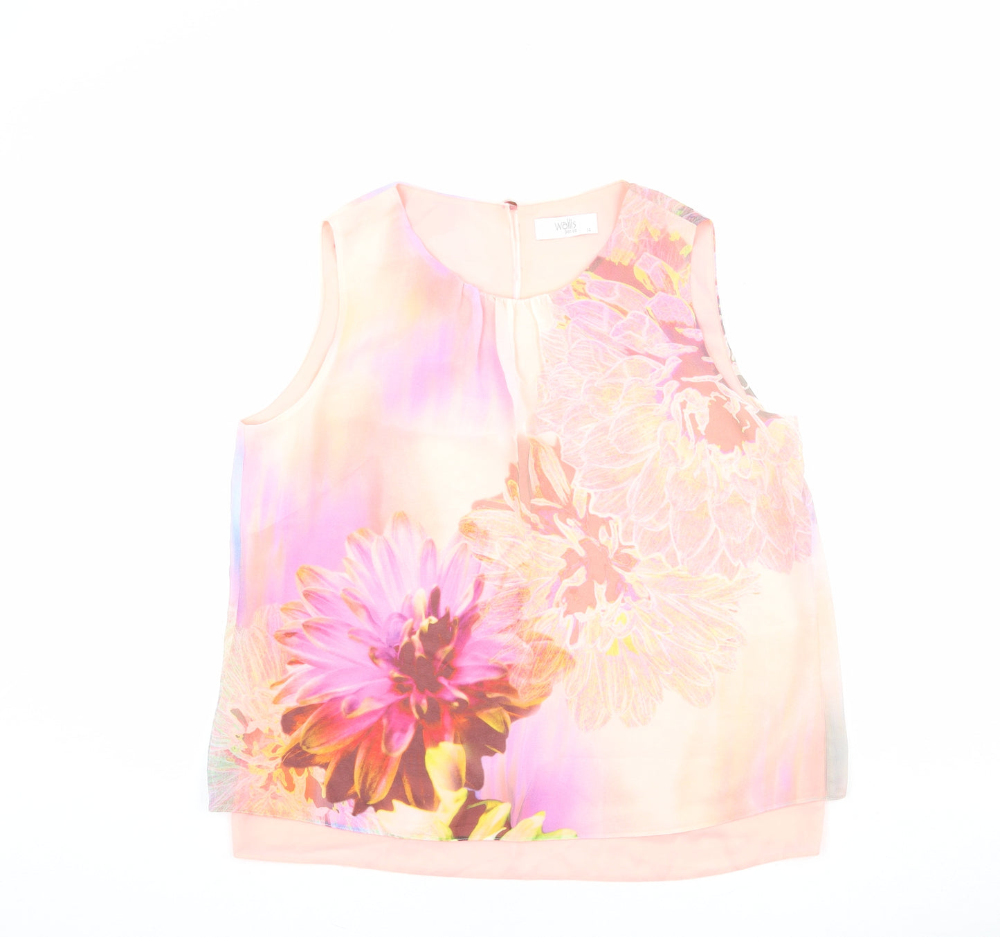Wallis Womens Multicoloured Floral Polyester Basic Blouse Size 14 Round Neck - Layered