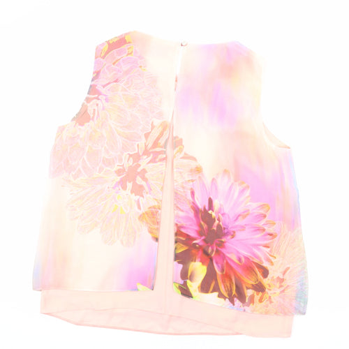 Wallis Womens Multicoloured Floral Polyester Basic Blouse Size 14 Round Neck - Layered