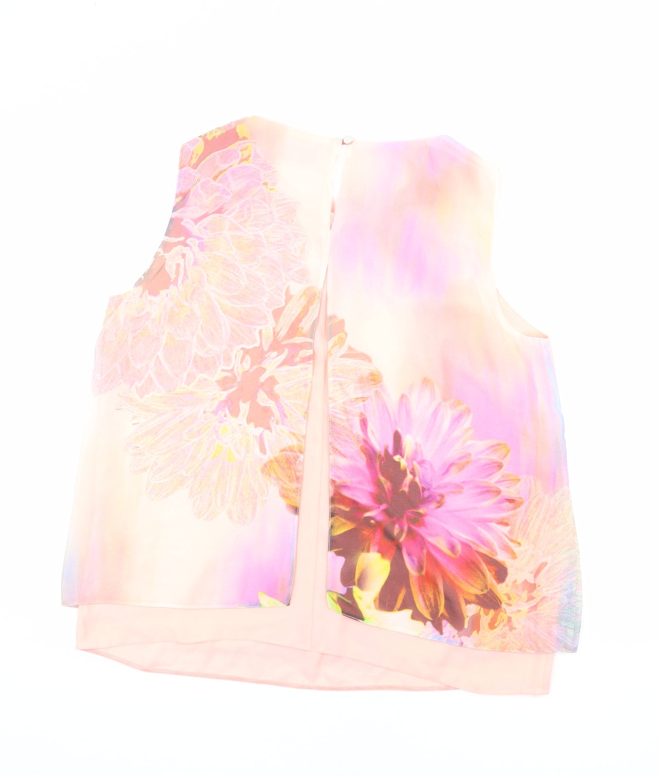 Wallis Womens Multicoloured Floral Polyester Basic Blouse Size 14 Round Neck - Layered