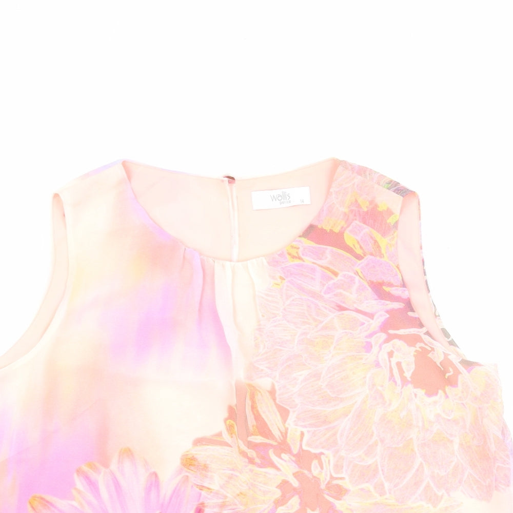 Wallis Womens Multicoloured Floral Polyester Basic Blouse Size 14 Round Neck - Layered