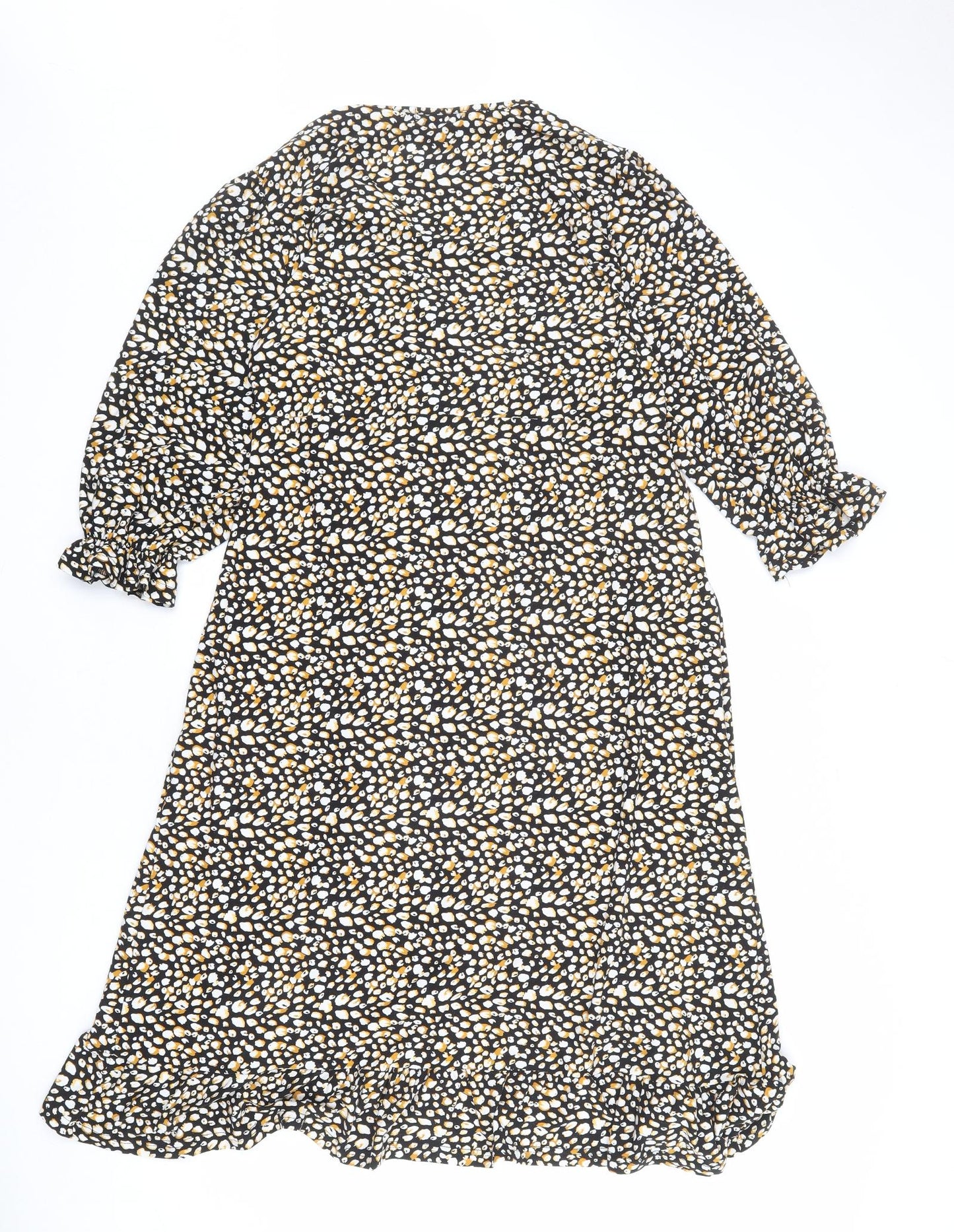 QED London Womens Multicoloured Geometric Polyester Skater Dress Size 14 V-Neck Pullover