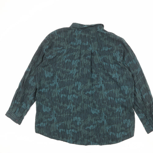 Hush Womens Green Camouflage Viscose Basic Button-Up Size 10 Collared