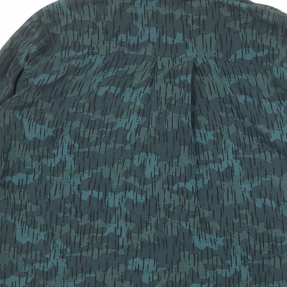 Hush Womens Green Camouflage Viscose Basic Button-Up Size 10 Collared