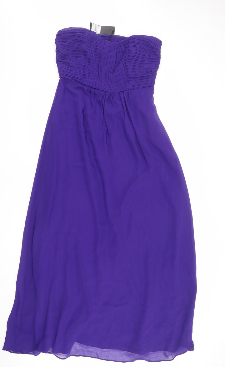Debut Womens Purple Polyester Ball Gown Size 14 Off the Shoulder Zip - Detachable straps included