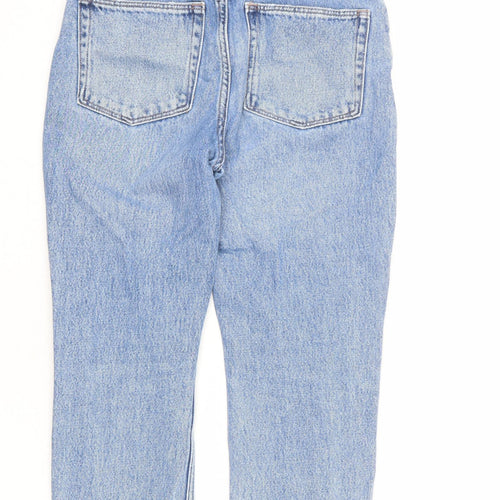 NEXT Womens Blue Cotton Mom Jeans Size 10 L23 in Regular Button