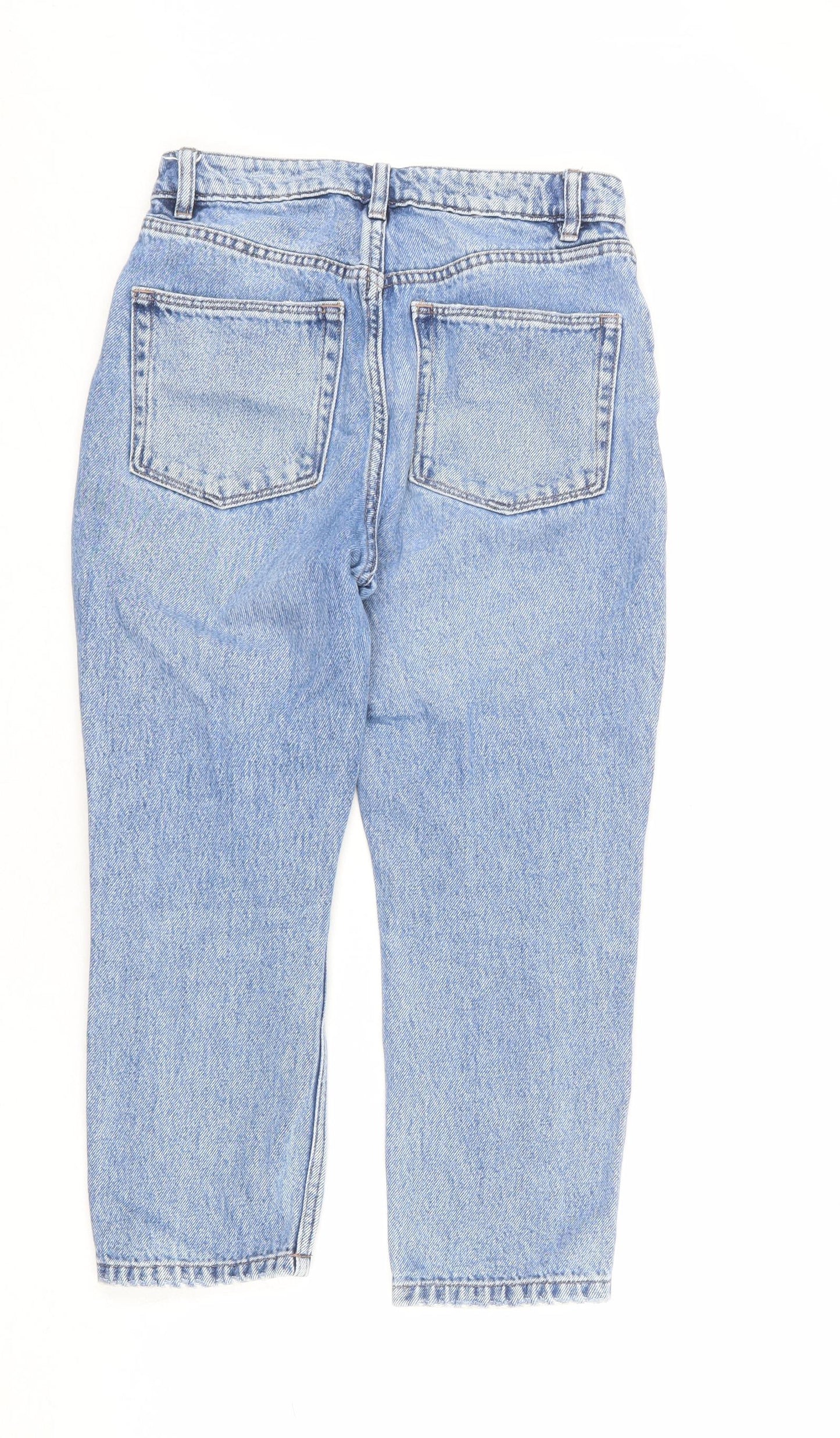 NEXT Womens Blue Cotton Mom Jeans Size 10 L23 in Regular Button
