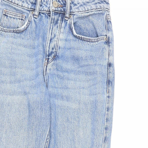 NEXT Womens Blue Cotton Mom Jeans Size 10 L23 in Regular Button