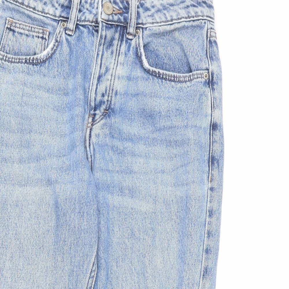 NEXT Womens Blue Cotton Mom Jeans Size 10 L23 in Regular Button