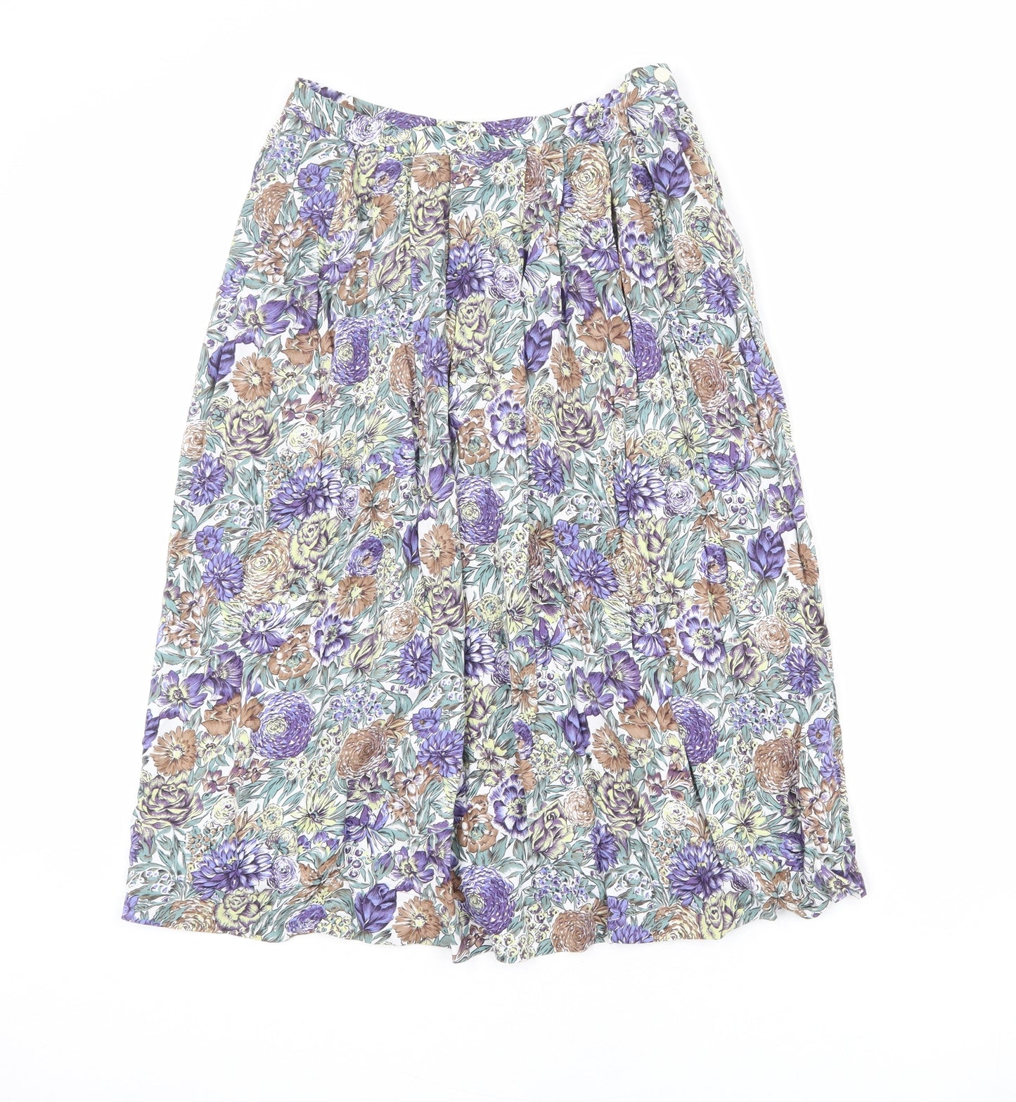 Eastex Womens Multicoloured Floral Polyester Pleated Skirt Size 12 Button