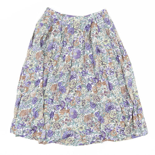 Eastex Womens Multicoloured Floral Polyester Pleated Skirt Size 12 Button