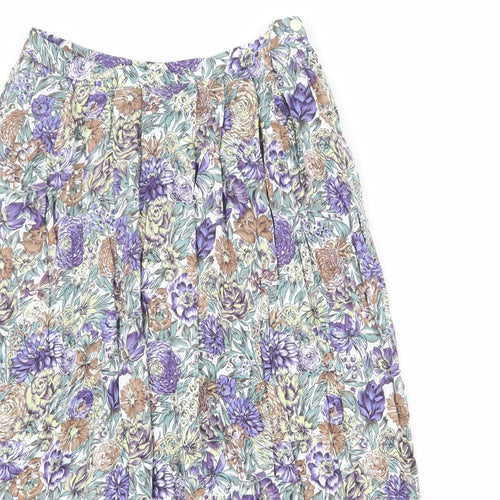 Eastex Womens Multicoloured Floral Polyester Pleated Skirt Size 12 Button