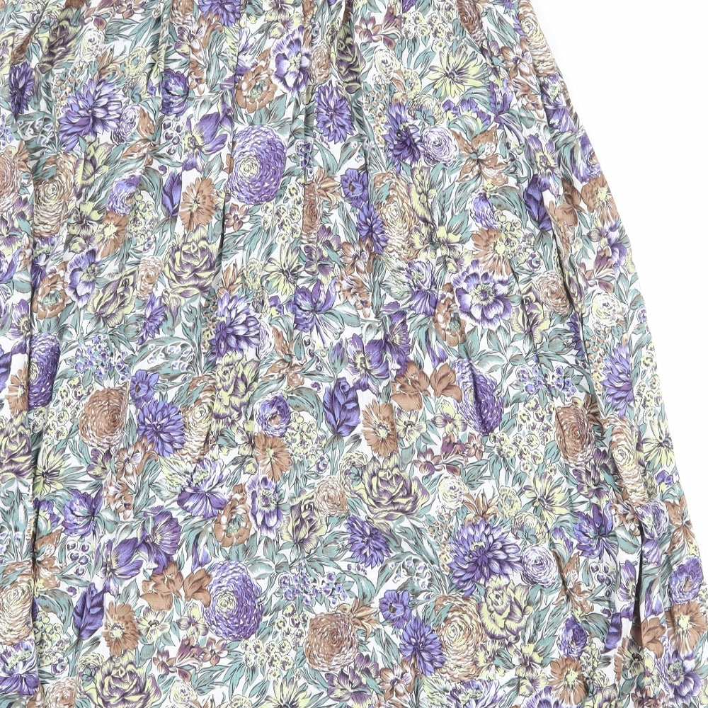 Eastex Womens Multicoloured Floral Polyester Pleated Skirt Size 12 Button