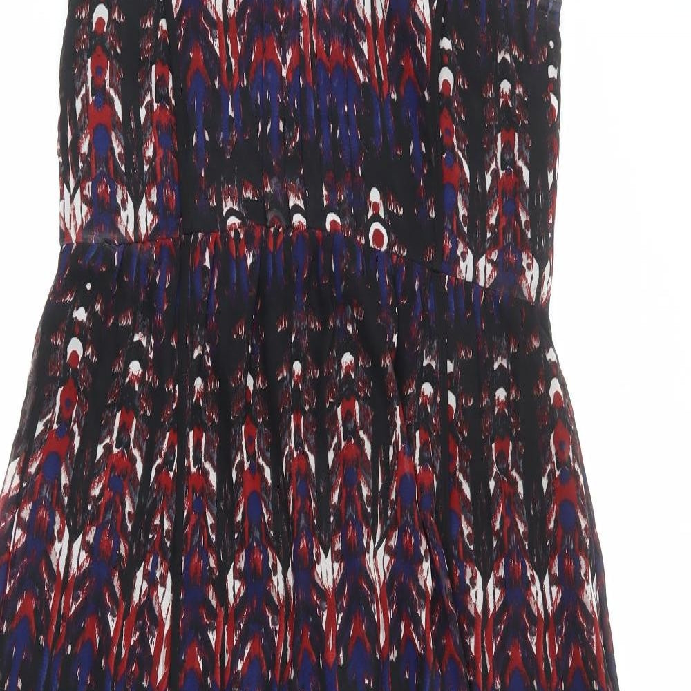 H&M Womens Multicoloured Geometric Polyester Maxi Size 12 Round Neck Zip