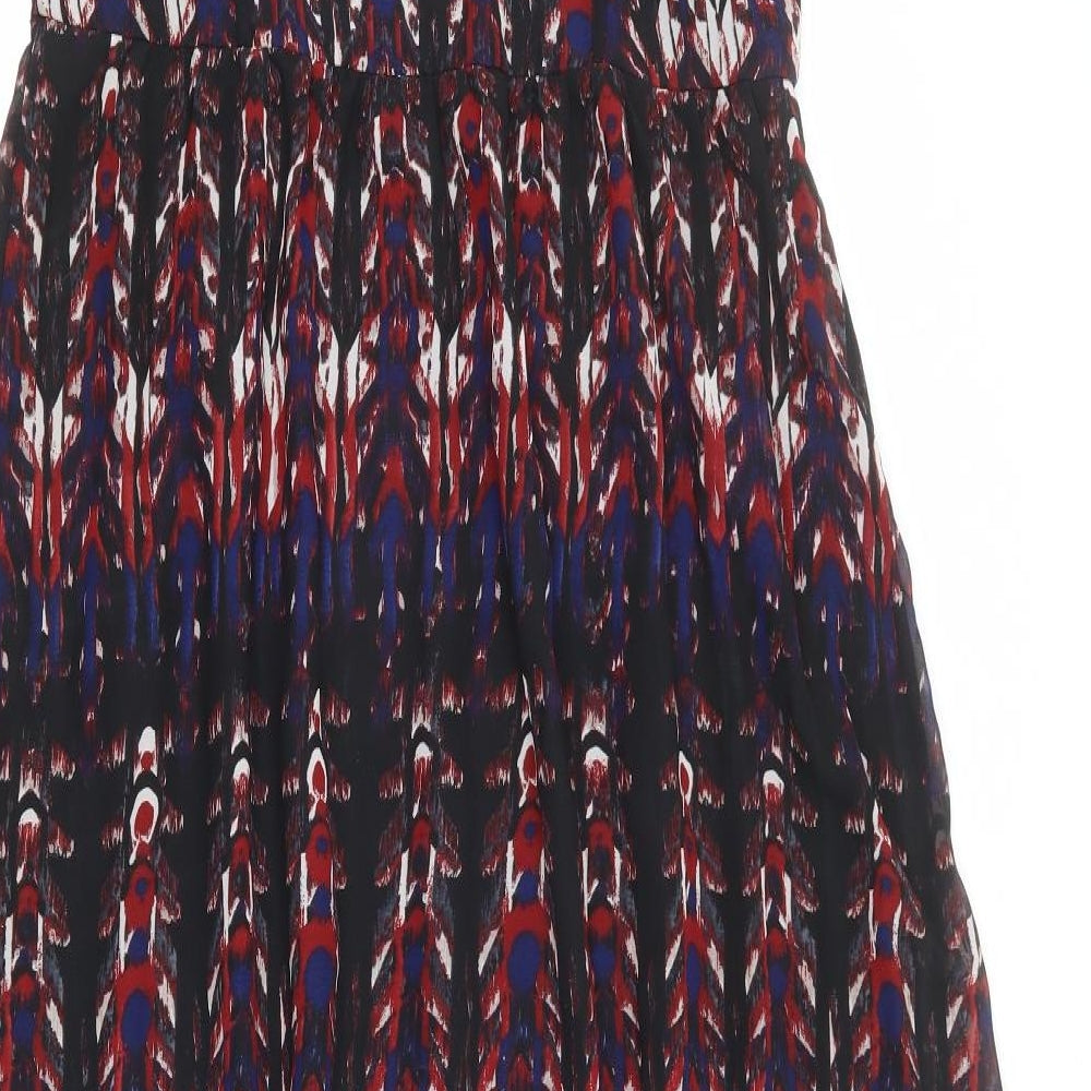 H&M Womens Multicoloured Geometric Polyester Maxi Size 12 Round Neck Zip