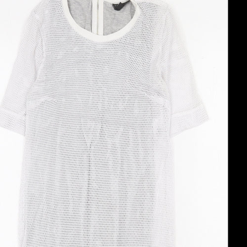 Topshop Womens White Polyester A-Line Size 8 Round Neck Zip