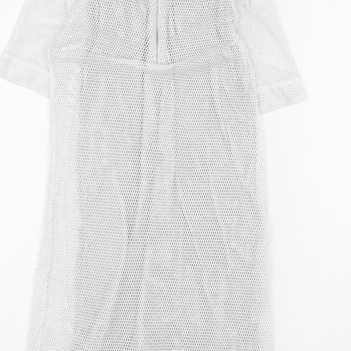 Topshop Womens White Polyester A-Line Size 8 Round Neck Zip