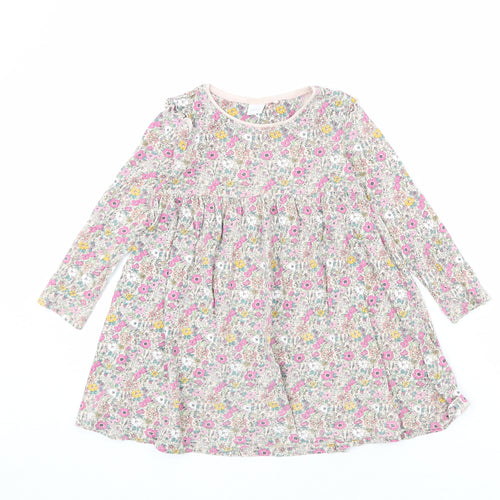 NEXT Girls Multicoloured Floral 100% Cotton A-Line Size 4-5 Years Round Neck Pullover