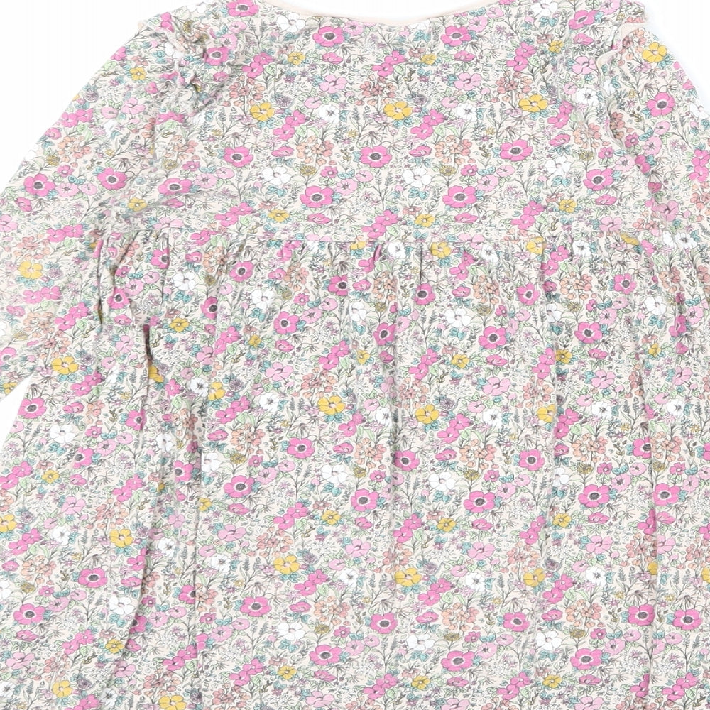NEXT Girls Multicoloured Floral 100% Cotton A-Line Size 4-5 Years Round Neck Pullover
