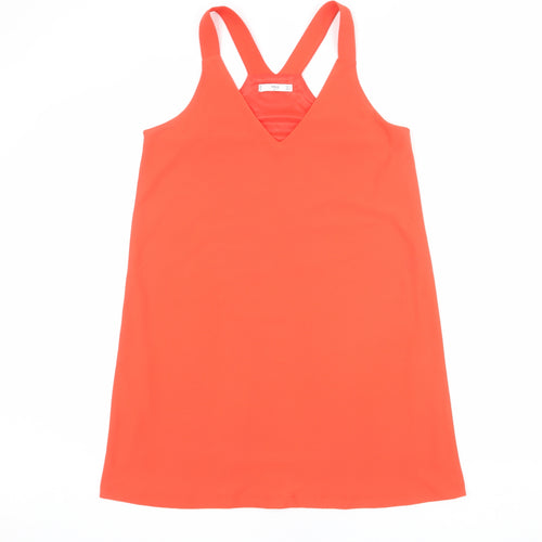 Mango Womens Red Polyester Tank Dress Size M V-Neck Pullover