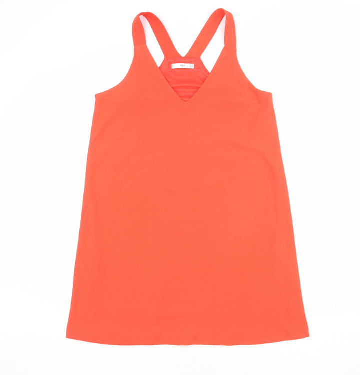 Mango Womens Red Polyester Tank Dress Size M V-Neck Pullover