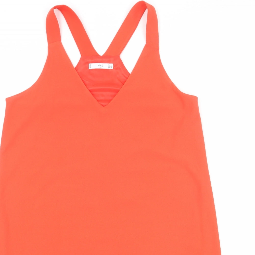 Mango Womens Red Polyester Tank Dress Size M V-Neck Pullover