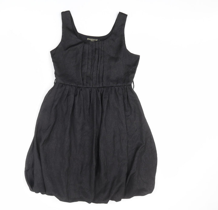 Pussycat London Womens Black Polyester Slip Dress Size M Scoop Neck Zip - Size M-L