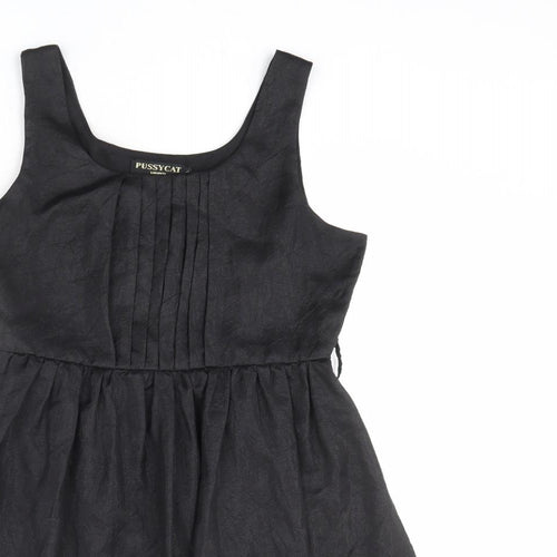 Pussycat London Womens Black Polyester Slip Dress Size M Scoop Neck Zip - Size M-L