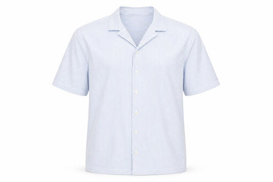 Marks and Spencer Mens Blue Striped Cotton Button-Up Size M Collared Button
