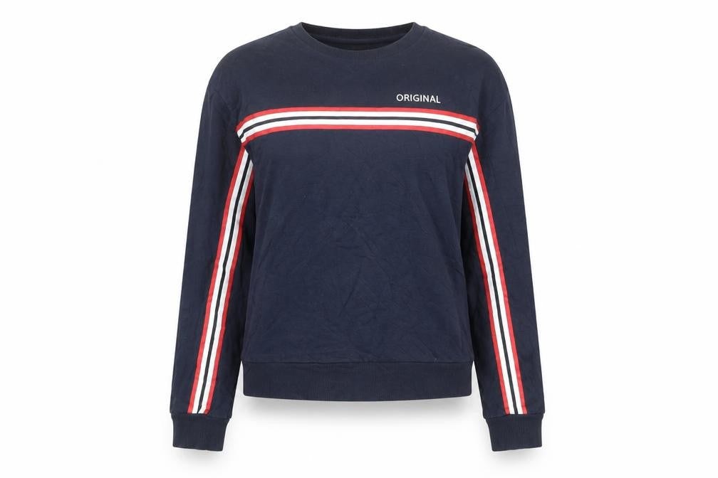 Front view of Divided by H&M women’s blue 100% cotton pullover sweatshirt, size XS, pullover - original