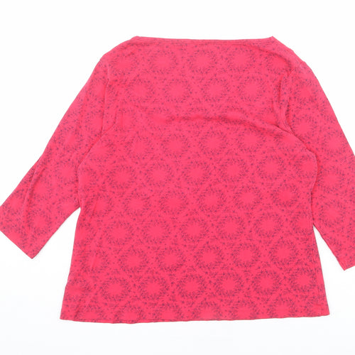 M&Co Womens Pink Floral 100% Cotton Basic T-Shirt Size 20 Boat Neck