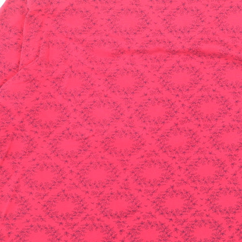 M&Co Womens Pink Floral 100% Cotton Basic T-Shirt Size 20 Boat Neck
