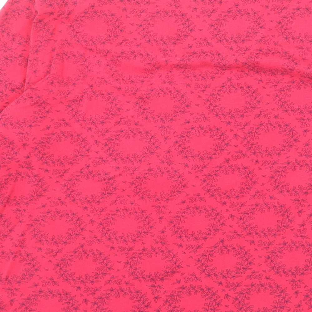 M&Co Womens Pink Floral 100% Cotton Basic T-Shirt Size 20 Boat Neck