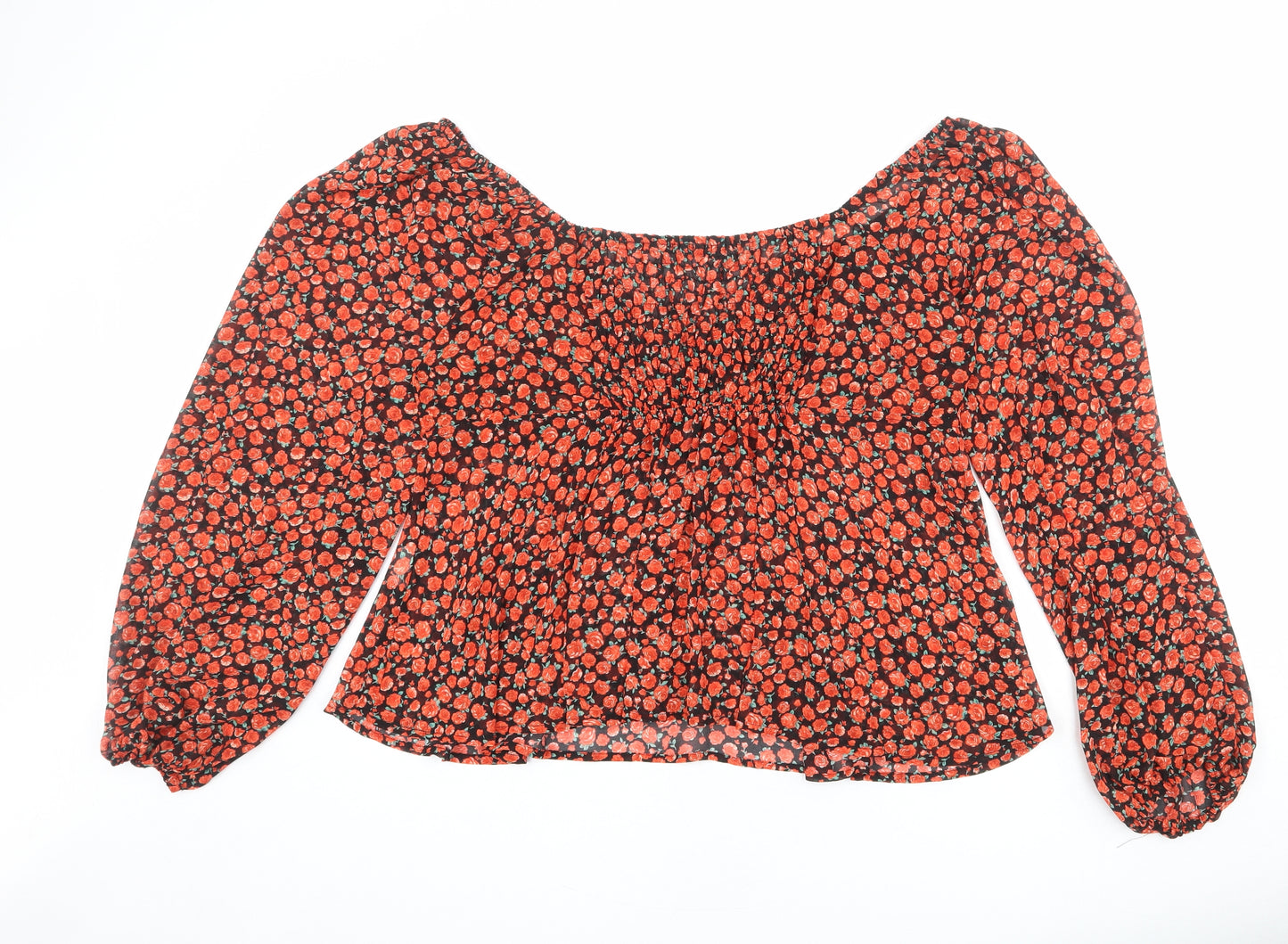 Nasty Gal Womens Multicoloured Floral Polyester Basic Blouse Size 20 Boat Neck