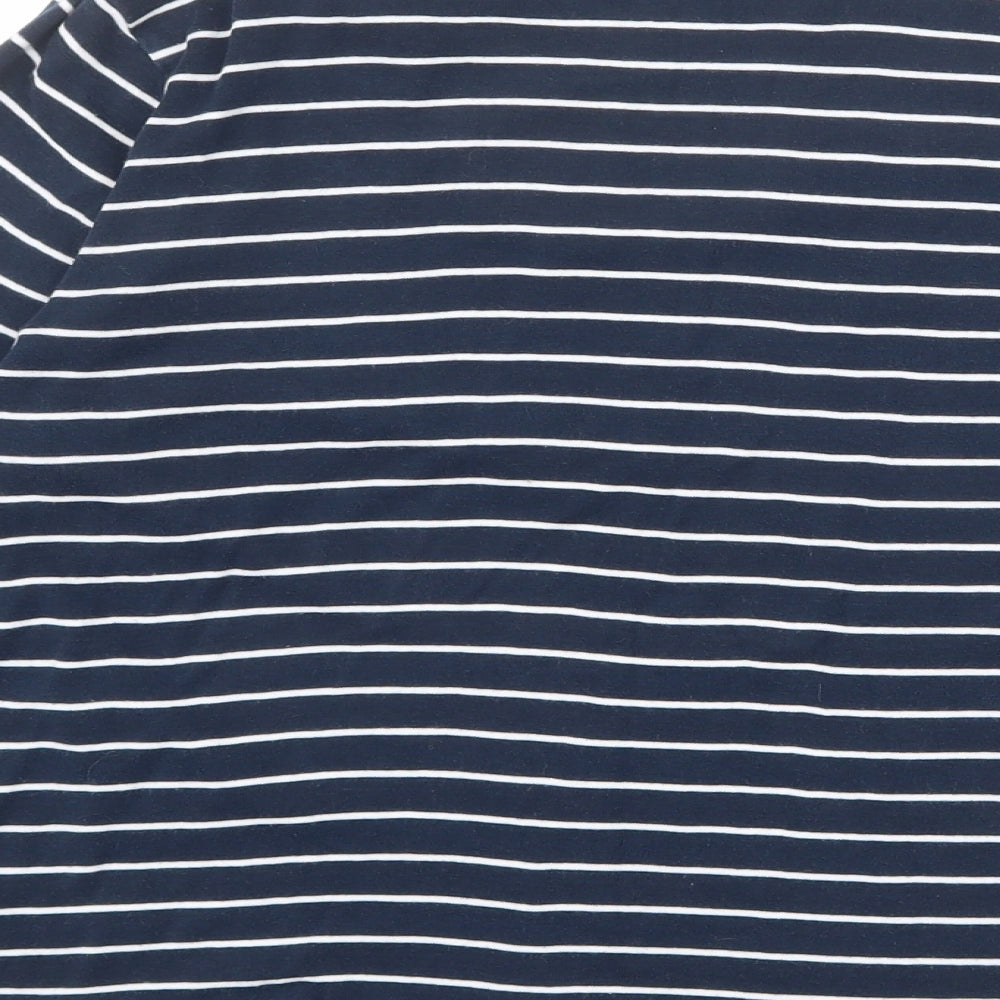 Marks and Spencer Womens Blue Striped 100% Cotton Basic T-Shirt Size 20 Boat Neck